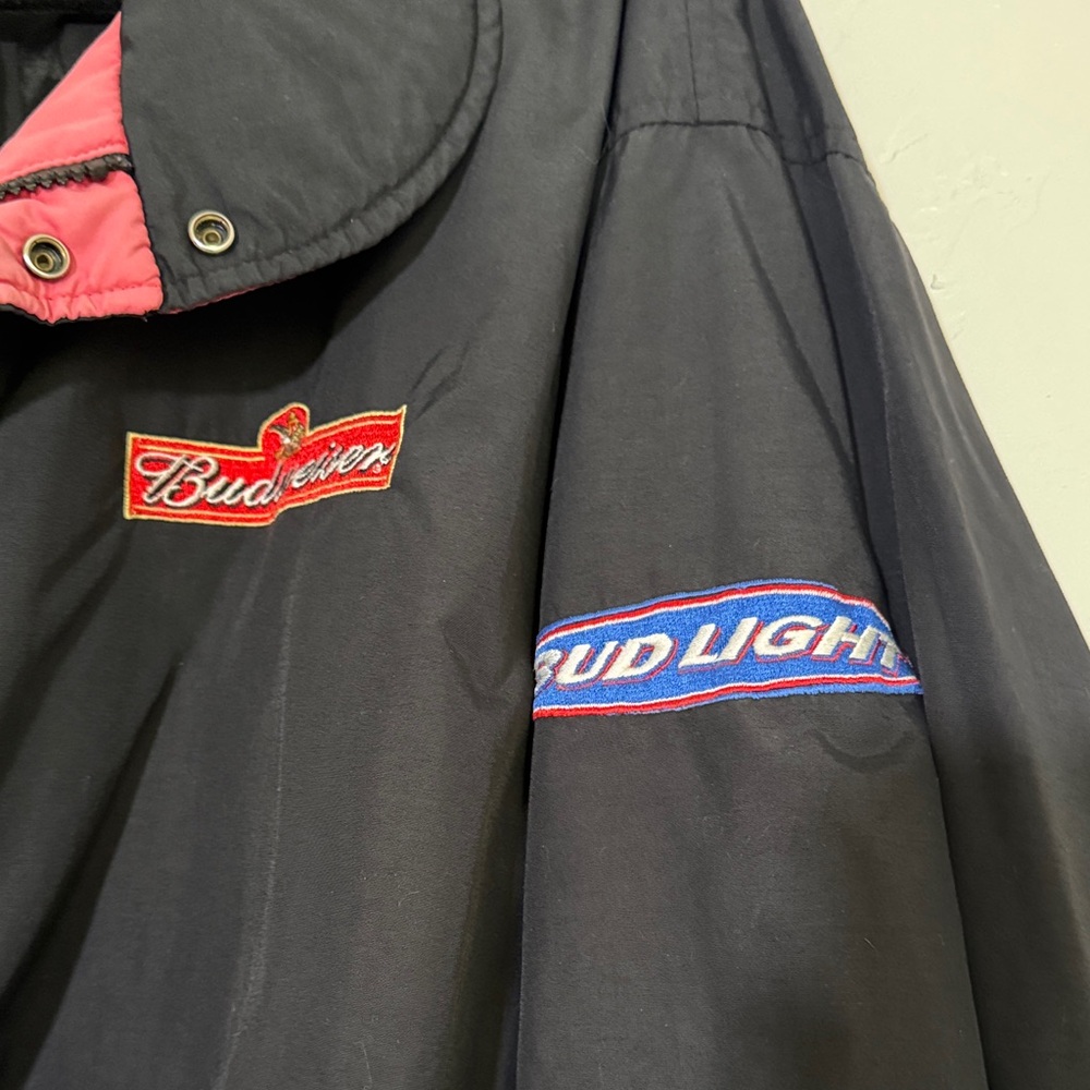 Budweiser Black Bomber Jacket with Red Accents - Picture 3 of 8